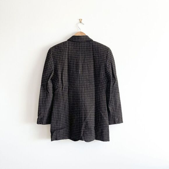 Emporio Armani Women's Blazer Coat Jacket Windowpane Check Brown EU 40 - Picture 2 of 8